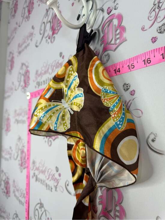 Headband y2k Shiny Printed Headscarf in Brown with Multicolor Butterfly Motif main image 5